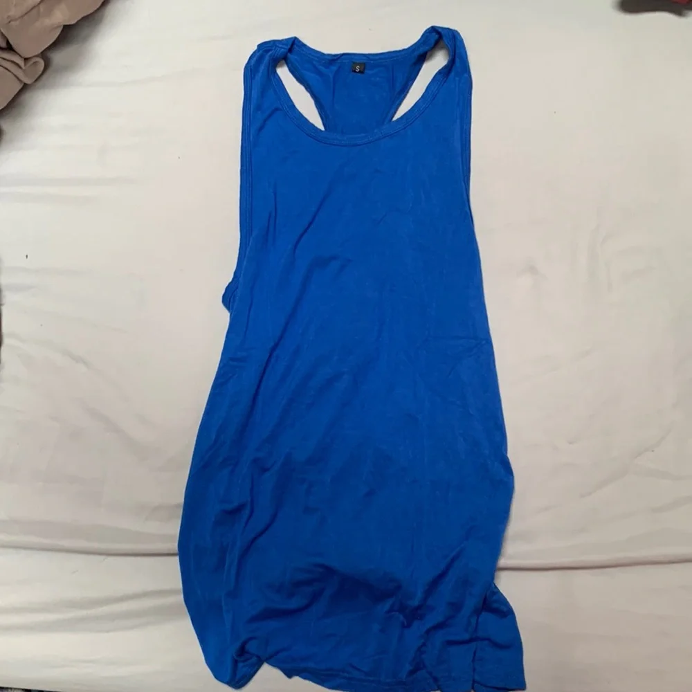 Blue Draped Back Workout Tank - Picture 1 of 2